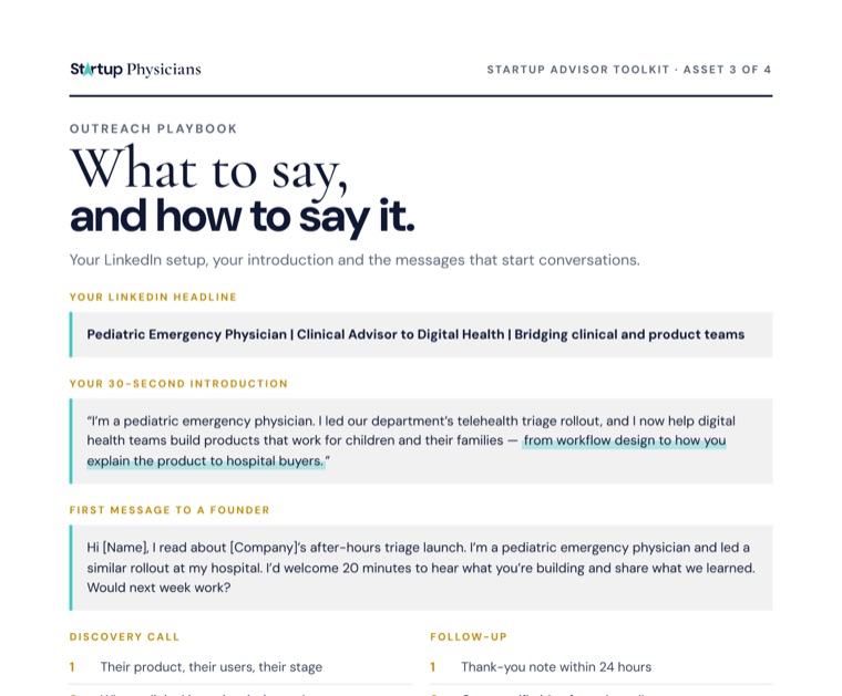 Sample page: Outreach Playbook